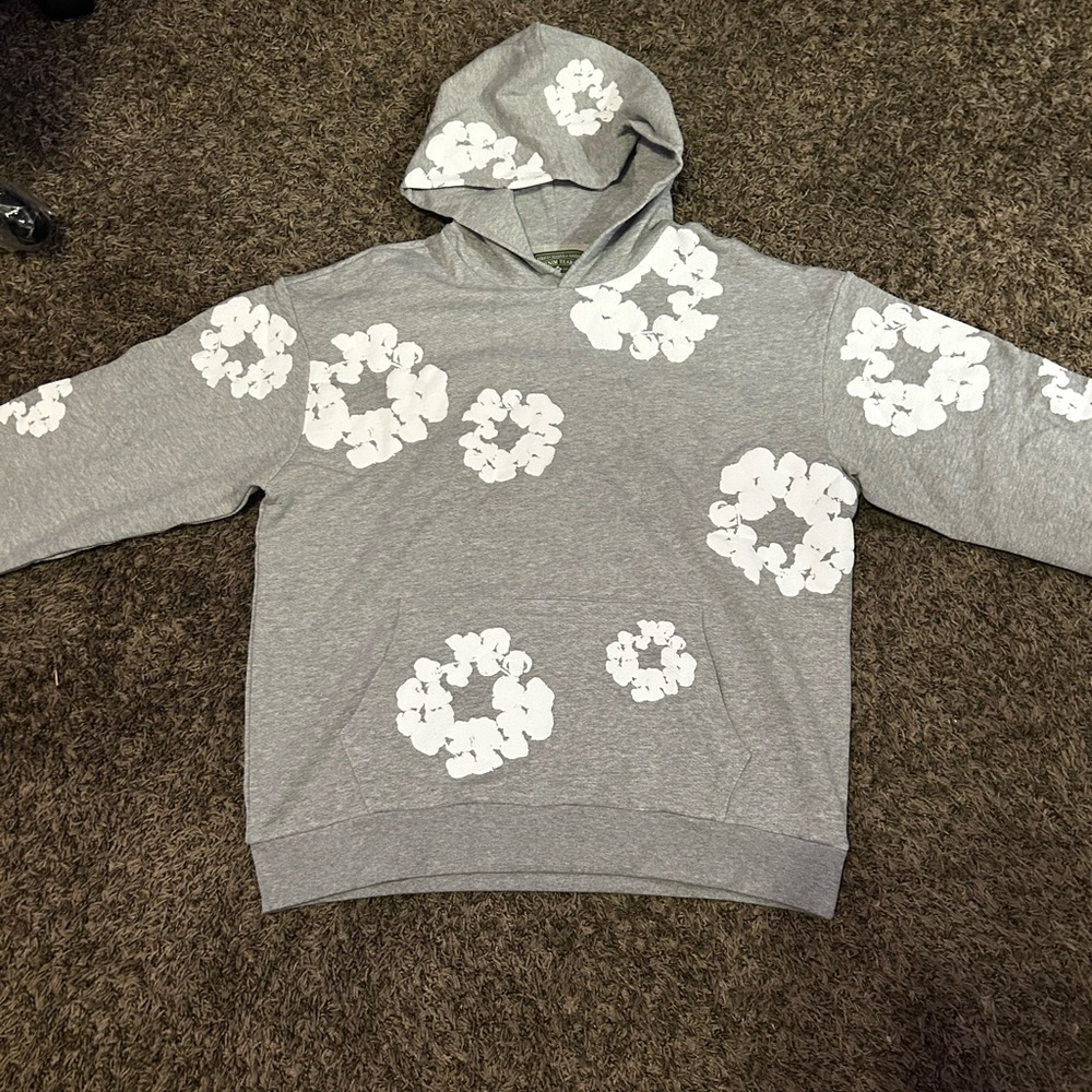 Gray Denim Tear Hoodie